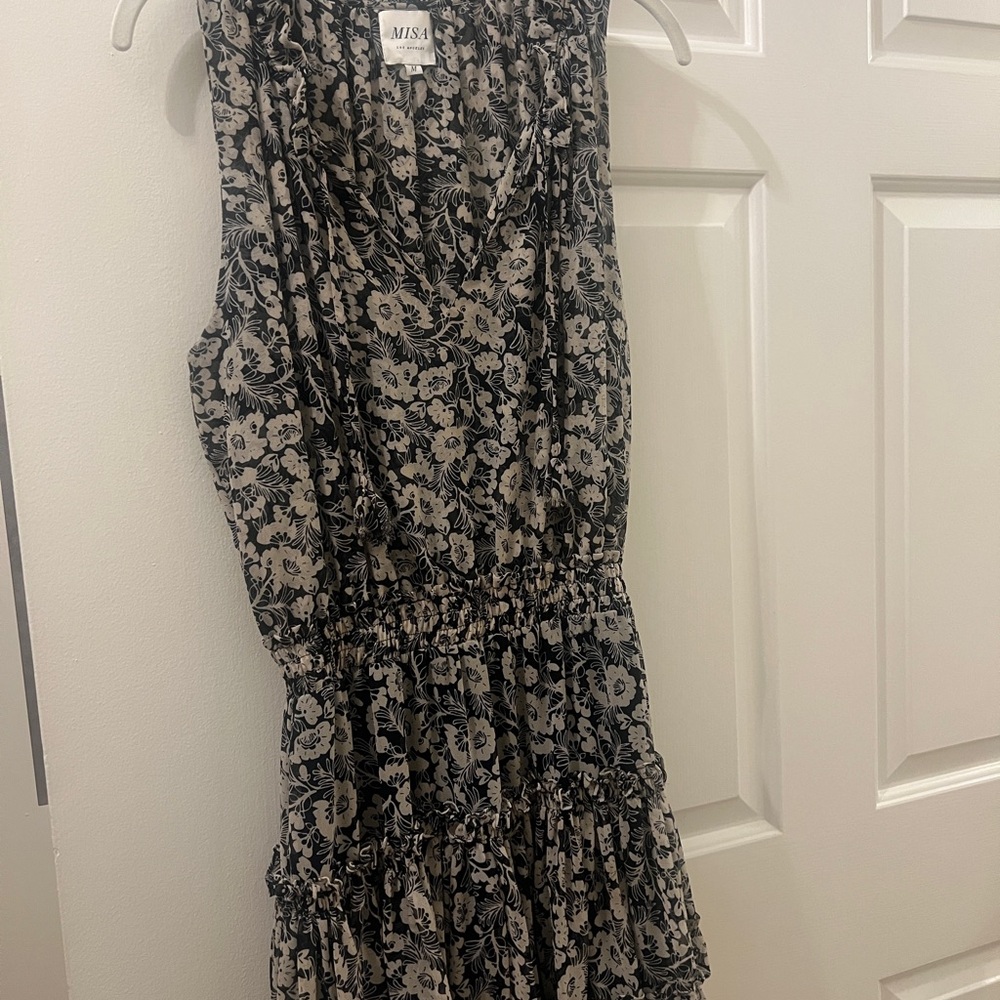 MISA Los Angeles Black and Cream Floral Dress